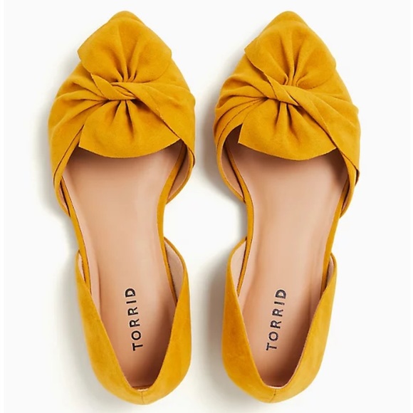 torrid Shoes - Torrid YELLOW FAUX SUEDE TWIST BOW D'ORSAY FLAT